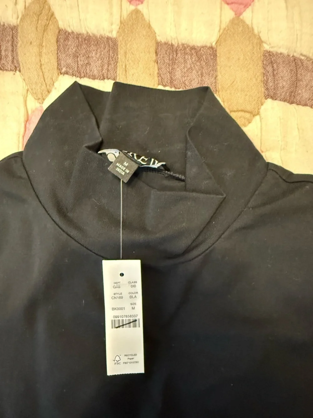 J. Crew Men’s Stretch Cotton Elbow Sleeve Mock neck Tee Shirt NWT Black